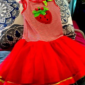 Girls Red strawberry triple layered